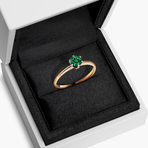 Pierścionek zaręczynowy The Journey: złoty, szmaragd